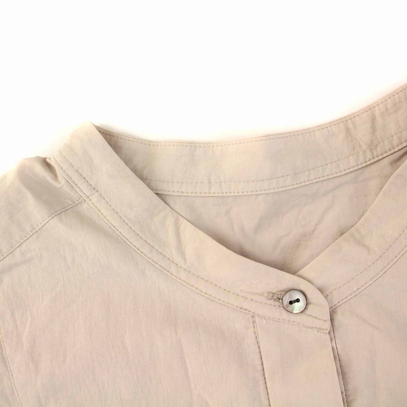  low to rare monLAUTREAMONT cool Light Van do color shirt blouse nylon long sleeve 38 M beige /YM lady's 