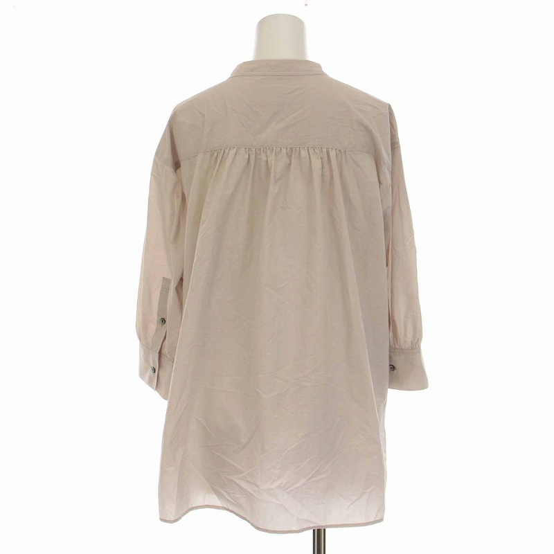  low to rare monLAUTREAMONT cool Light Van do color shirt blouse nylon long sleeve 38 M beige /YM lady's 