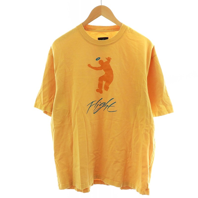 ナイキ NIKE × JORDAN ジョーダン × UNION ユニオン Tシャツ カットソー 半袖 クルーネック ダメージ加工 L 黄の画像1