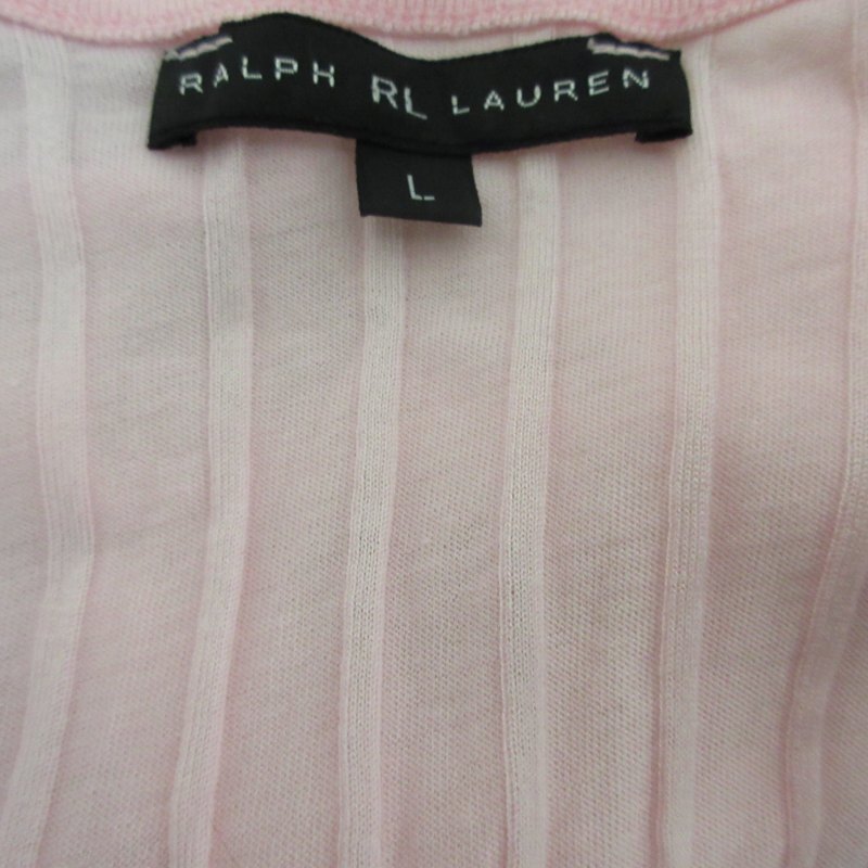 アールエルラルフローレン RL RALPH LAUREN 美品 リブニットカーディガン ジャケット 4B ピンク Lサイズ 0418 レディース_画像4