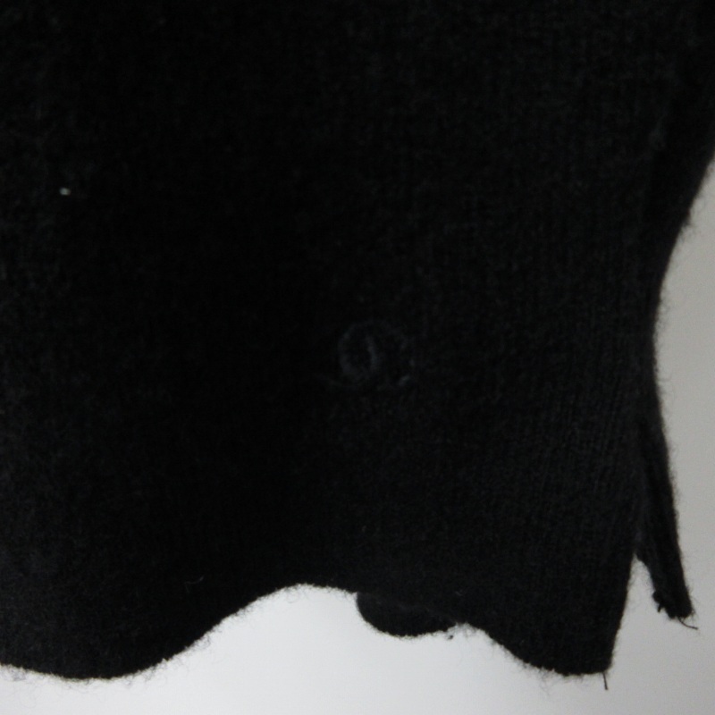 シャネル CHANEL カシミヤ ニットショートパンツ ハーフパンツ ココマーク 刺繍 スコットランド製 黒 ブラック 40 約Mサイズ 0508_画像5