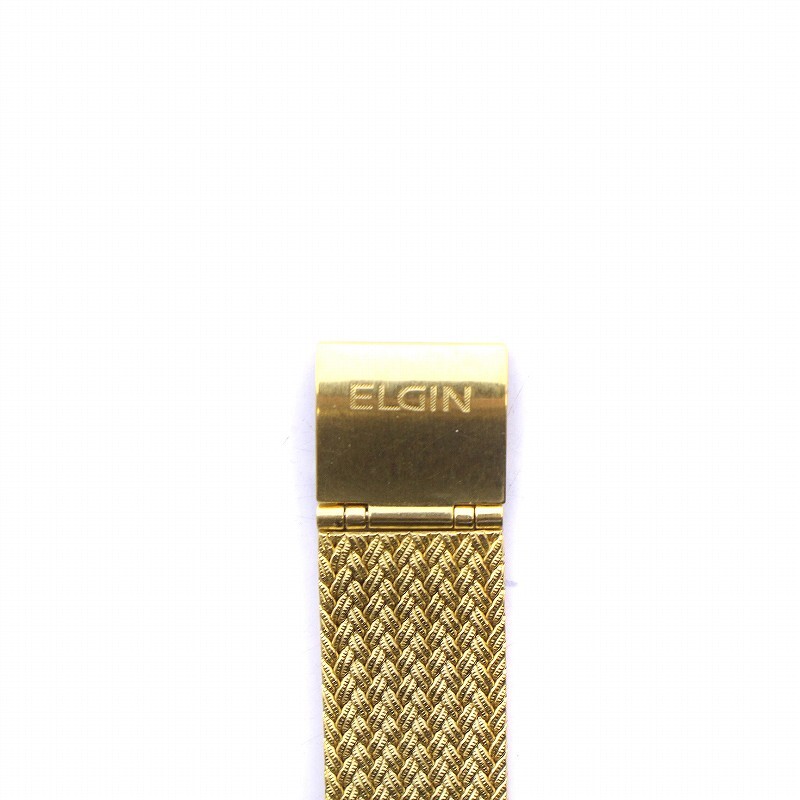 エルジン ELGIN 腕時計 ウォッチ アナログ クォーツ 3針 SS 4P ストーン ゴールドカラー FK266 /KW ■GY18 レディース_画像8