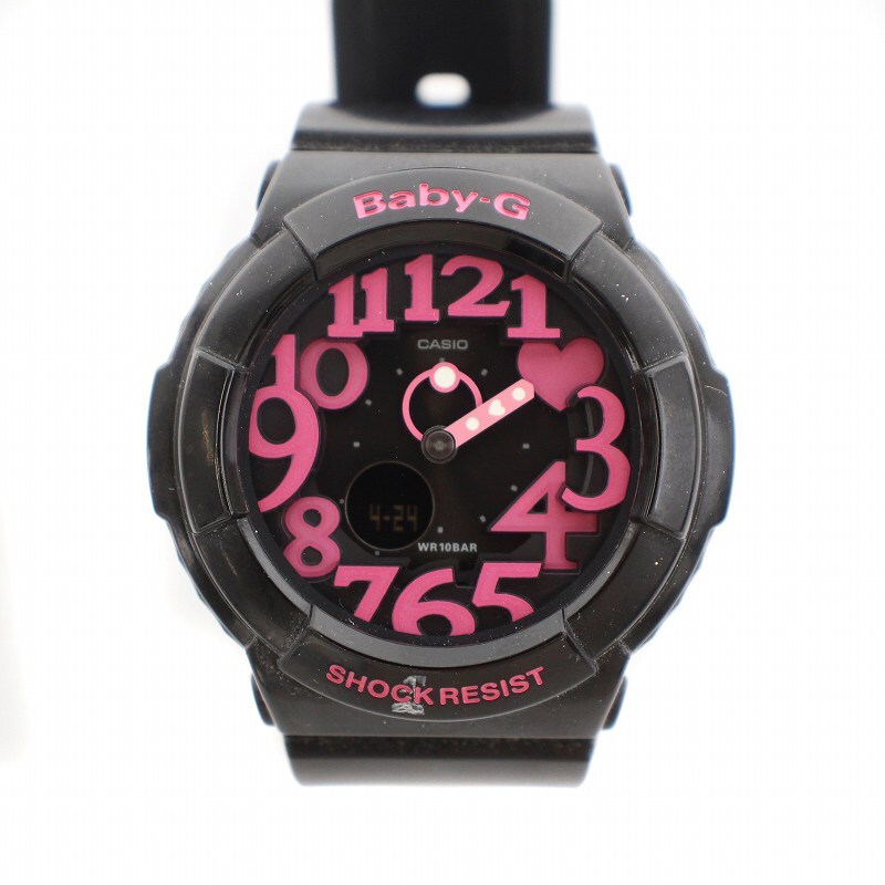 カシオ CASIO ベビージー ネオンダイアルシリーズ 腕時計 クォーツ デジアナ デジタル アナログ 稼働品 黒 ピンク BGA-130-1BJF_画像1