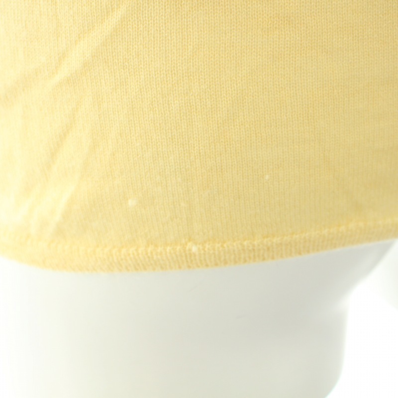  Prada PRADA knitted polo-shirt half button short sleeves a-ga il pattern high gauge cashmere silk . silk .38 XS yellow yellow yellow green lady's 