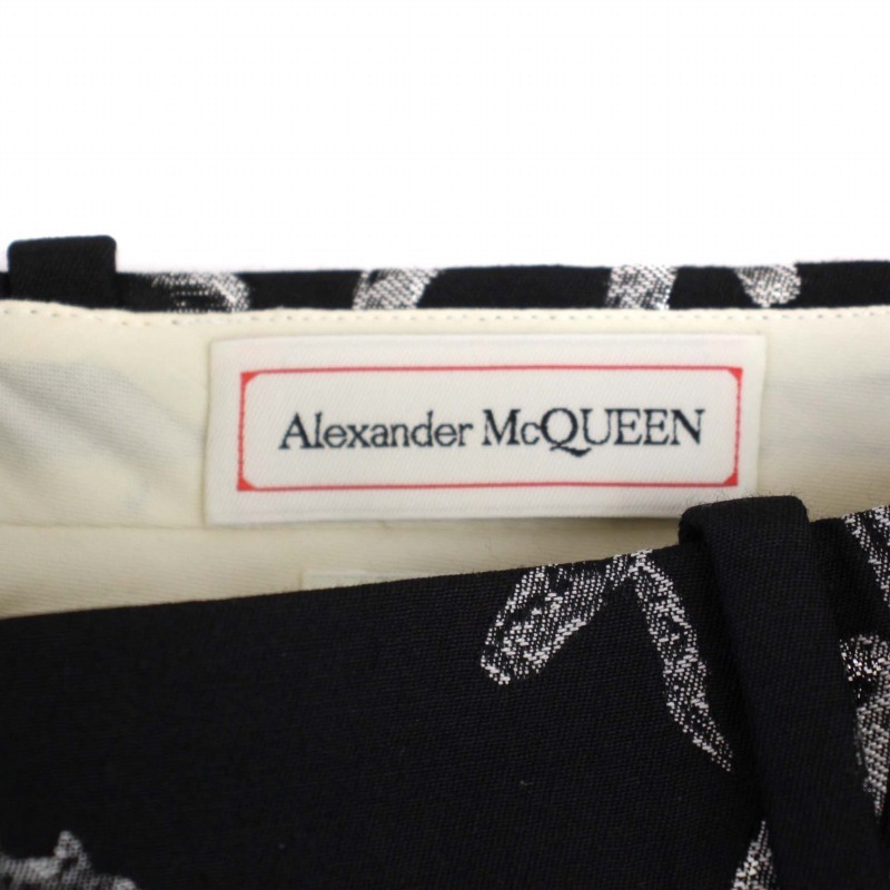  Alexander McQueen ALEXANDER MCQUEEN slacks pants Zip fly ja- guard wool M black silver men's 