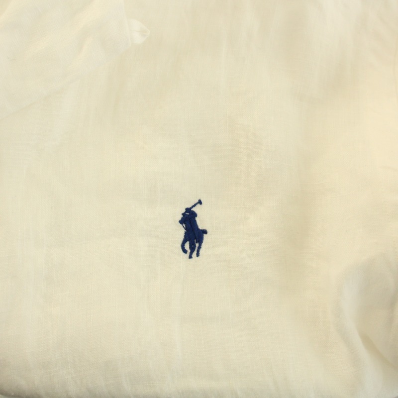 ポロ ラルフローレン CLASSIC FIT カジュアルシャツ 半袖 レギュラーカラー ロゴ刺繍 ワンポイント 麻 リネン M 白 ホワイトの画像6