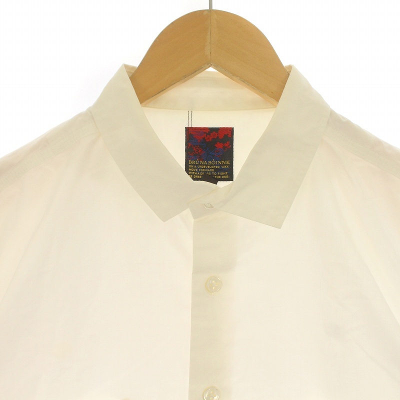 ブルーナボイン BRU NA BOINNE シャツ 半袖 コットン 1 M 白 ホワイト /IR ■GY18 メンズ_画像4