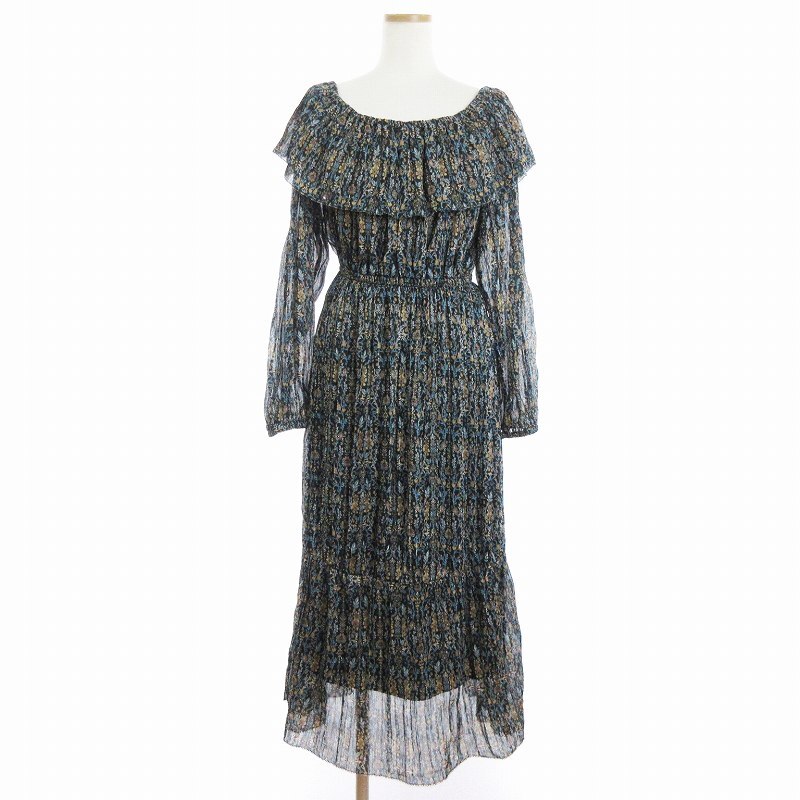 未使用品 マウジー moussy 21年 SHEER FLOWER LONG DRESS ワンピース ロング 花柄 010EAK30-5680 黒 ブラック 1 M位 レディース_画像1