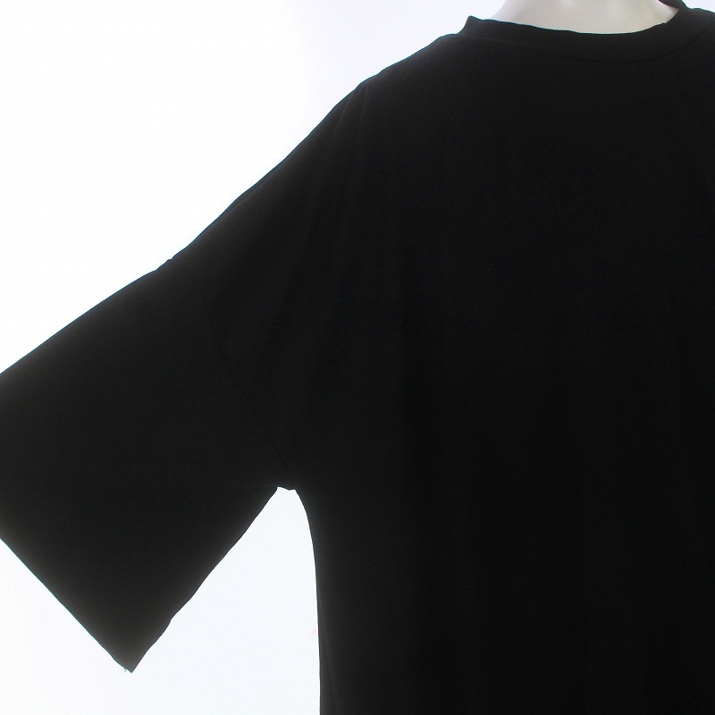 ENFOLD 23SS RANDOM-FLARE T-SHIRT Tシャツ チュニック 五分袖 フリル コットン 38 M 黒 ブラック 300GS280-1070_画像6
