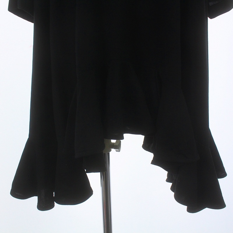 ENFOLD 23SS RANDOM-FLARE T-SHIRT Tシャツ チュニック 五分袖 フリル コットン 38 M 黒 ブラック 300GS280-1070_画像7