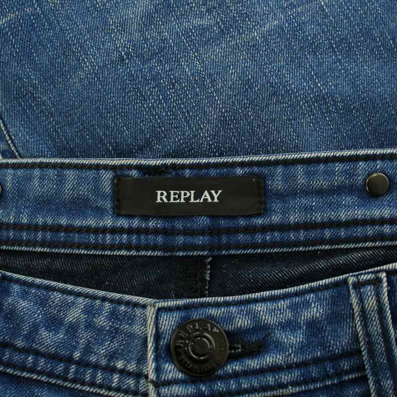 リプレイ REPLAY THERMO+ デニムパンツ ジーンズ ボタンフライ ストレッチ ロゴ W25 L28 青 ブルー /BB メンズ_画像3