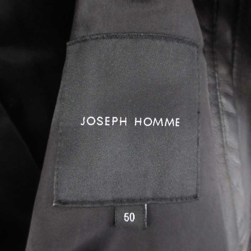 ジョセフオム JOSEPH HOMME 近年 美品 ラムレザー シングルライダースジャケット 革ジャン ライトナッパレザー 皮革 黒 50 約XL_画像3