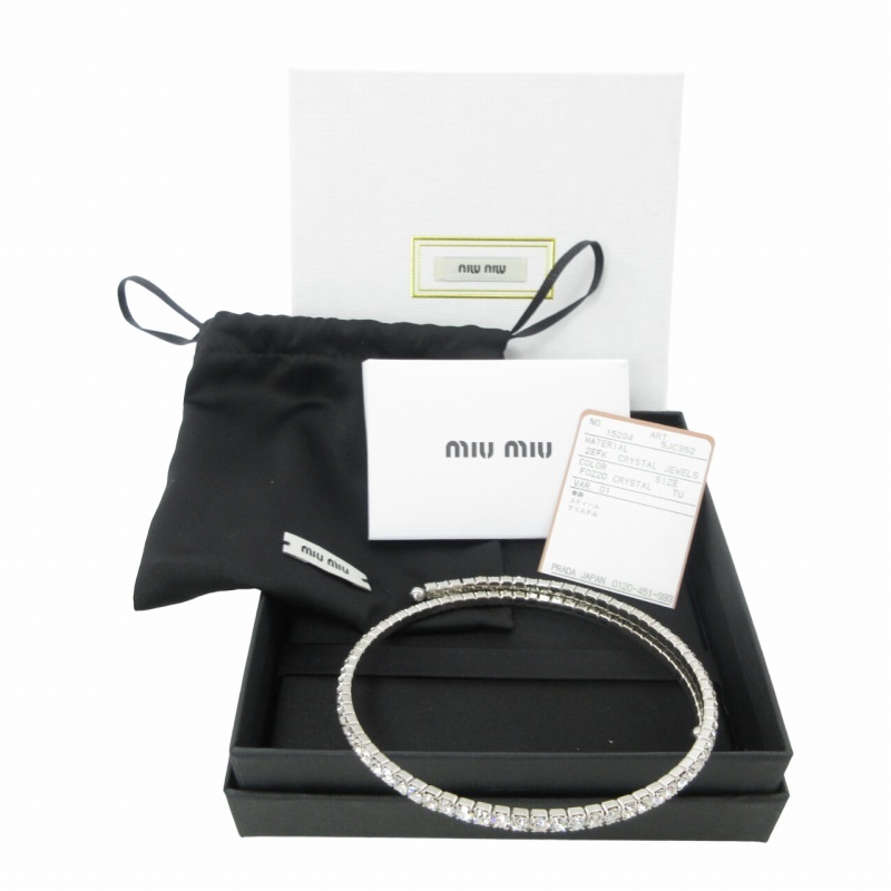 ミュウミュウ miumiu 近年 CRYSTAL CHOKER クリスタルチョーカー ネックレス シルバー 銀色 F フリーサイズ 5JC352_2EFK_F0Z2D_画像2