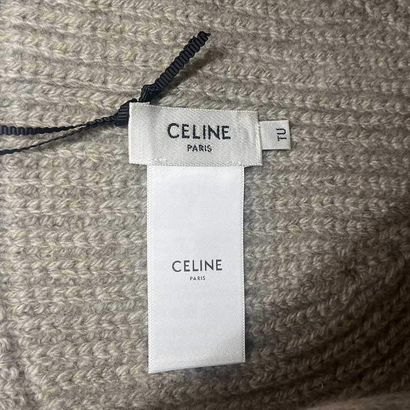 未使用品 セリーヌ CELINE トリオンフ ニットキャップ ニット帽 シームレスカシミア ワンポイント ベージュ 2AA32384D メンズ_画像4