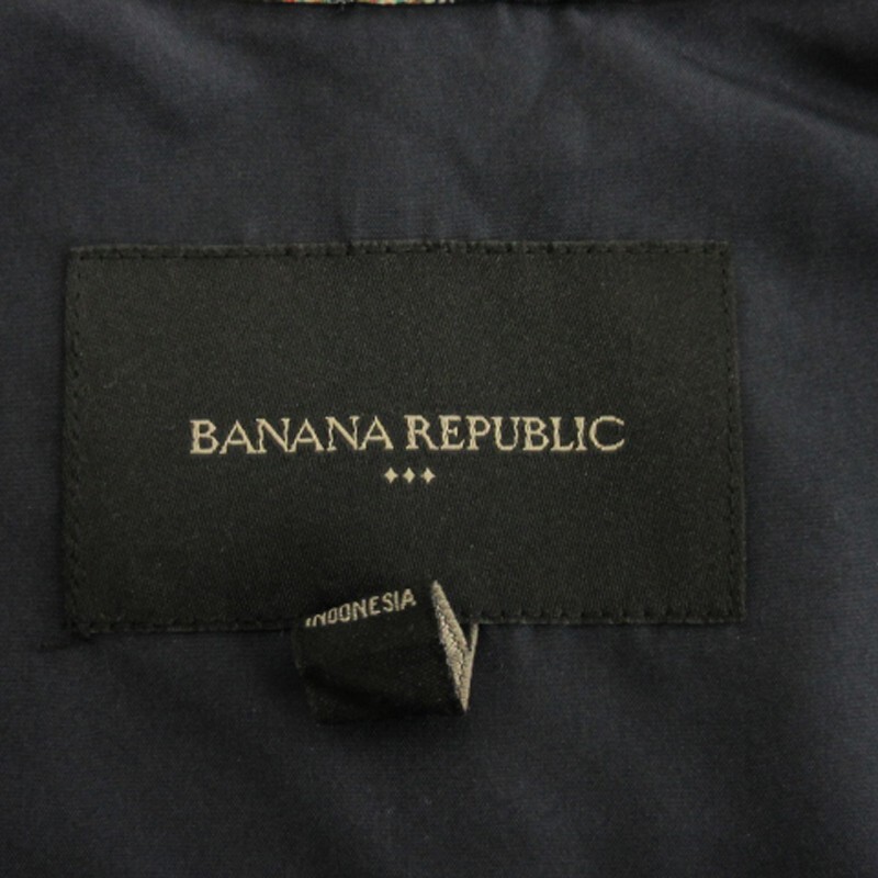 バナナリパブリック BANANA REPUBLIC シャツ ジャケット カーディガン 七分袖 総柄 ボタンレス 紺 ネイビー S アウター レディース_画像6