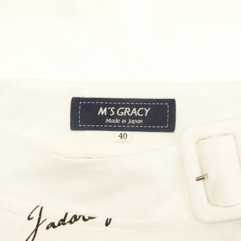 エムズグレイシー M'S GRACY 23SS マーガレットプリント カットソー Tシャツ 半袖 ハイネック 花柄 総柄 ホワイト 40 レディース_画像5