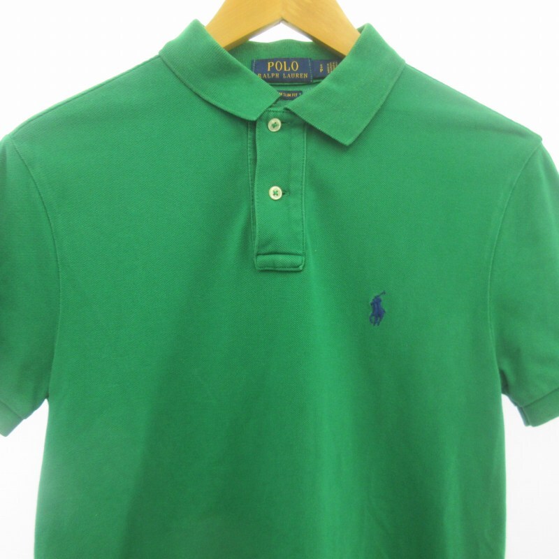 ポロ ラルフローレン POLO RALPH LAUREN ロゴ刺繍 ポロシャツ 半袖 ワンポイント 緑 グリーン S メンズ_画像4