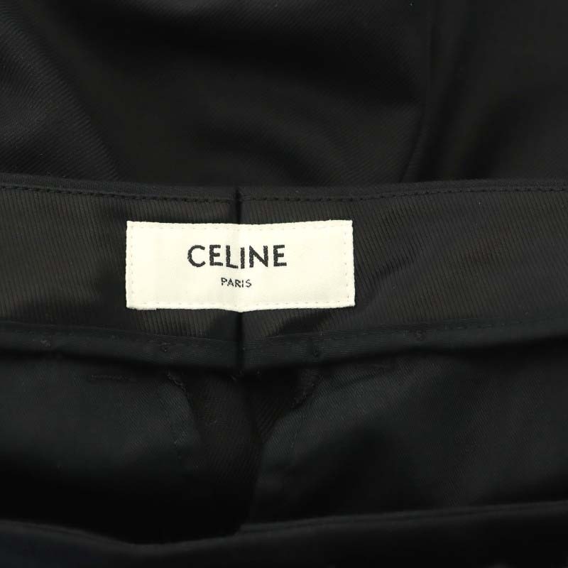 セリーヌ CELINE by hedi slimane ライトウールギャバジン スケートパンツ テーパード タック 34 黒 ブラック 2P519673D /HK ■OS_画像3