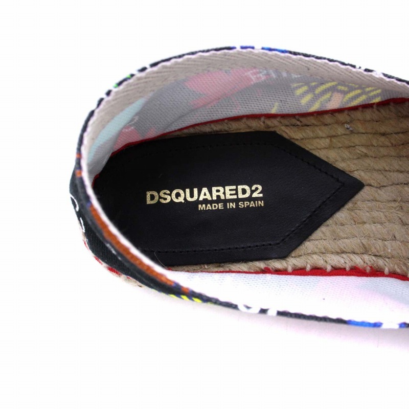 未使用品 ディースクエアード DSQUARED2 S82ES0005 エスパドリーユ フラットシューズ スリッポン 総柄 黒 ブラック 41 26.0cm 靴 メンズ_画像7