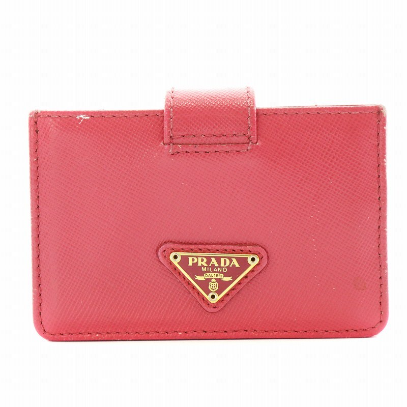 プラダ PRADA 三角プレート サフィアーノ レザー カードケース 名刺入れ ピンク 1M1211 /AN18 ●D ■OH レディース_画像1