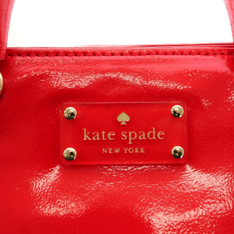 ケイトスペード KATE SPADE 2WAY ハンドバッグ ショルダーバッグ パテントレザー ロゴ 赤 レッド /BB レディース_画像4