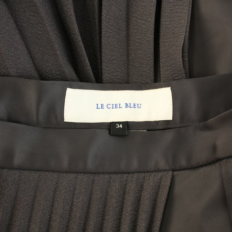 ルシェルブルー LE CIEL BLEU アシンメトリープリーツスカート ひざ丈 変形 34 XS グレー /YT レディース_画像5