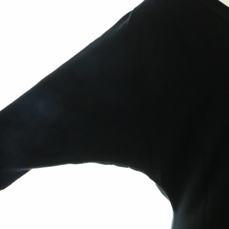 ケイトスペード KATE SPADE ニット カットソー Vネック ドルマンスリーブ リボン ウール混 七分袖 XS 黒 ブラック /XK レディース_画像6