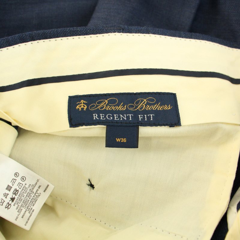 ブルックスブラザーズ BROOKS BROTHERS レダ REDA REGENT FIT パンツ スラックス ジップフライ ウール W36 L 紺 ネイビー メンズ_画像4