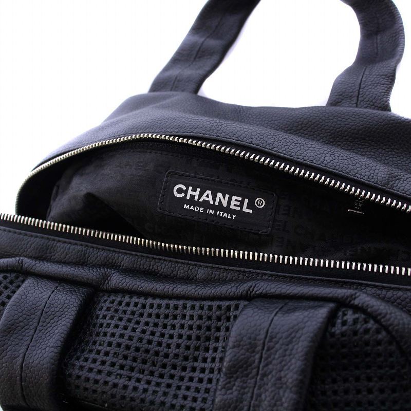 シャネル CHANEL キューブバッグ ハンドバッグ ミニボストンバッグ ココマーク メッシュ キャビアスキン 黒 ブラック 9番台 /KH ■OH ■BM_画像8