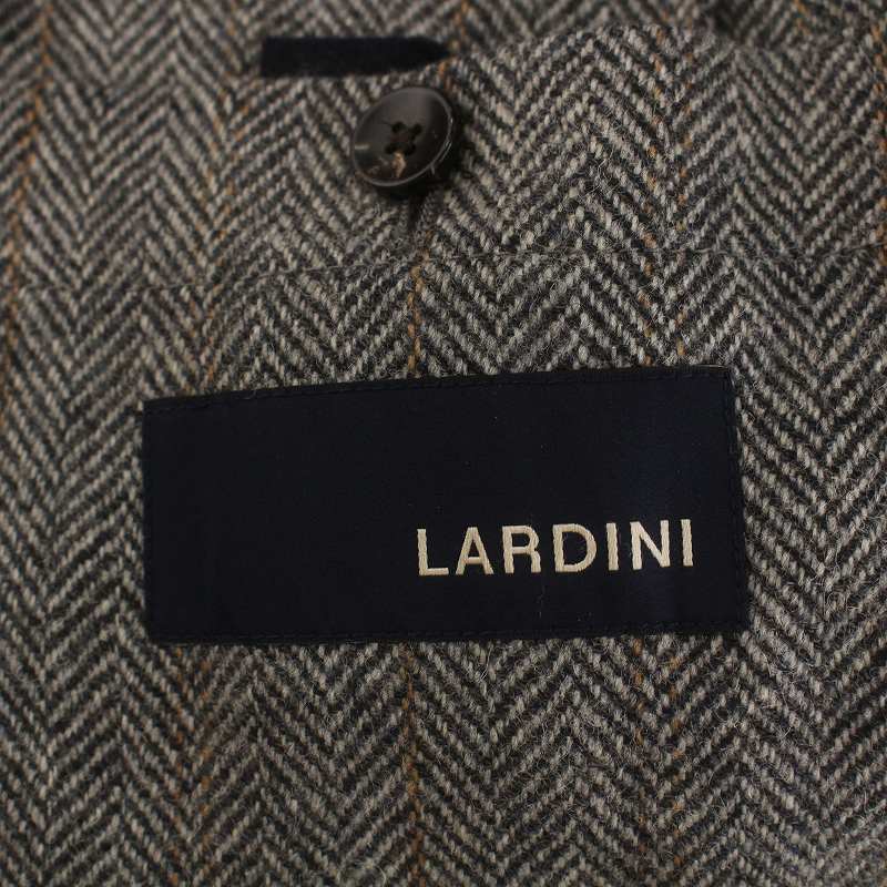 ラルディーニ LARDINI テーラードジャケット シングル ヘリンボーン柄 ウール 52 XL 黒 ブラック 白 ホワイト /AN19 メンズ_画像3