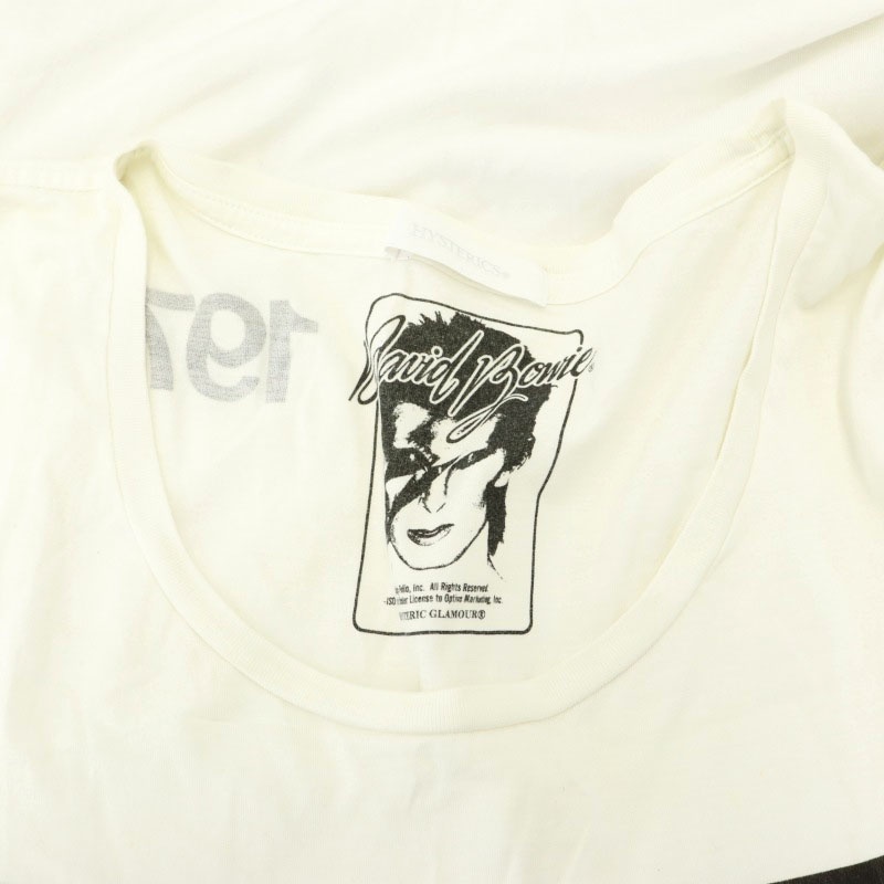ヒステリックス Hysterics David Bowie プリント 半袖カットソー Tシャツ Uネック F 白 ホワイト マルチカラー /CX ■OS レディース_画像3