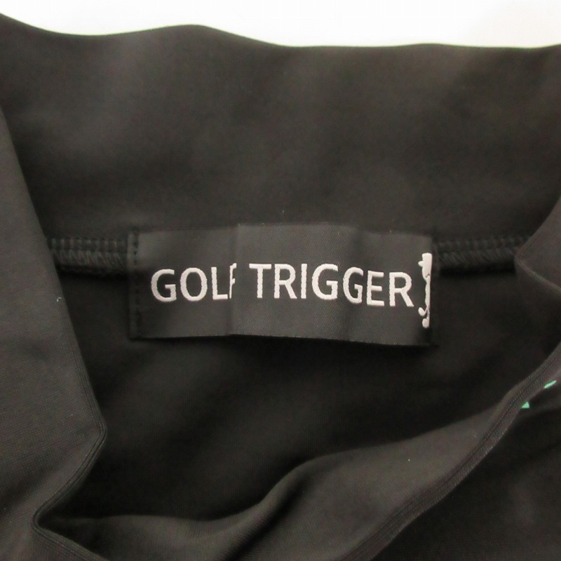 ゴルフ トリガー GOLF TRIGGER 美品 シャツ カットソー ロゴ プリント モックネック ストレッチ有 ゴルフ ウエア 黒 ブラック XL 0507 メン_画像5