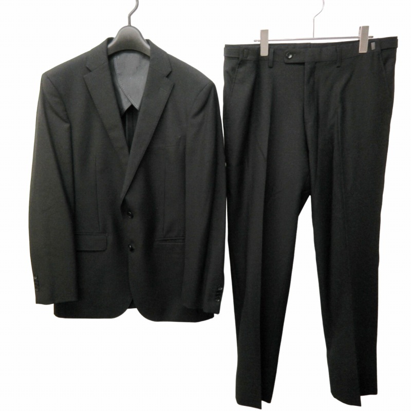パーソンズ PERSON'S スーツ セットアップ 2B センターベント テーラードジャケット ブレザー スラックス パンツ 黒 ブラック AB-5_画像1