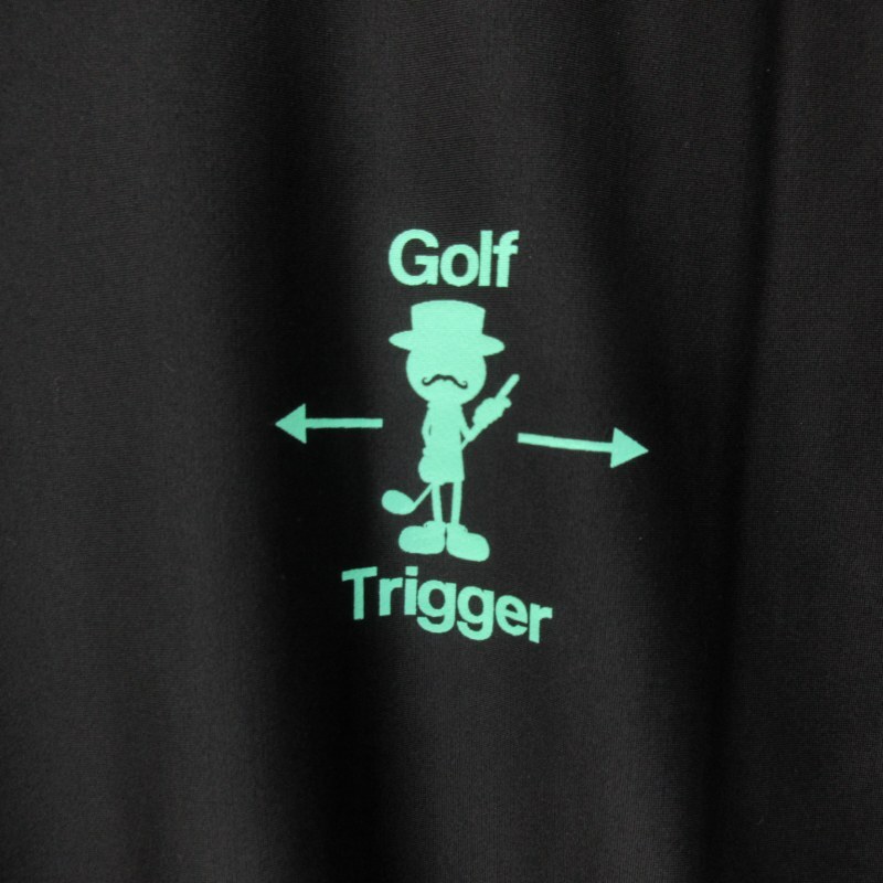 ゴルフ トリガー GOLF TRIGGER 美品 シャツ カットソー ロゴ プリント モックネック ストレッチ有 ゴルフ ウエア 黒 ブラック XL 0507 メン_画像4