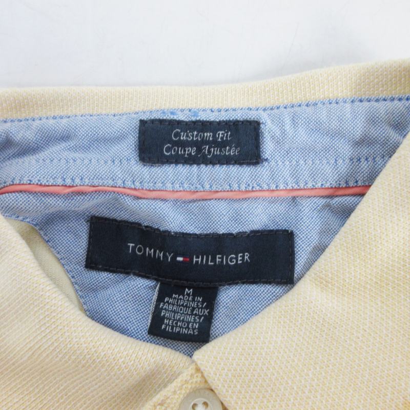 トミーヒルフィガー TOMMY HILFIGER Custom Fit ポロシャツ 半袖 ロゴ ワンポイント 刺繍 ボーダー コットン 黄 イエロー M 0510 メンズ_画像6