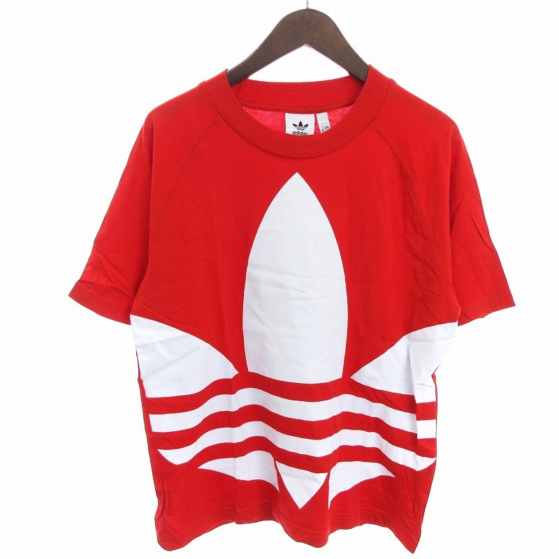 アディダス adidas 20SS Tシャツ カットソー 半袖 ロゴ プリント オーバーサイズ レッド 赤 XS ■SM1 メンズ_画像1