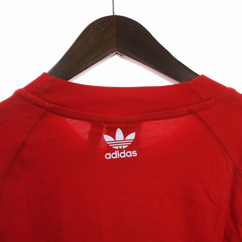 アディダス adidas 20SS Tシャツ カットソー 半袖 ロゴ プリント オーバーサイズ レッド 赤 XS ■SM1 メンズ_画像5