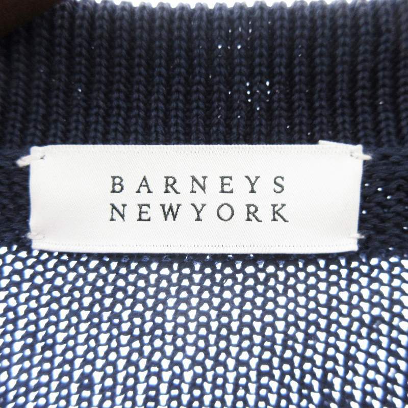 バーニーズニューヨーク BARNEYS NEW YORK ニットジャケット ショールカラー 2B コットン ネイビー M ■SM1 メンズ_画像5