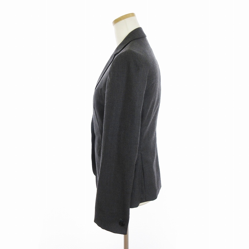 オリヒカ RHYME 3点セット スーツ テーラードジャケット パンツ ジッパーフライ スカート ウール ストライプ グレー 9 7 ■SM1_画像3