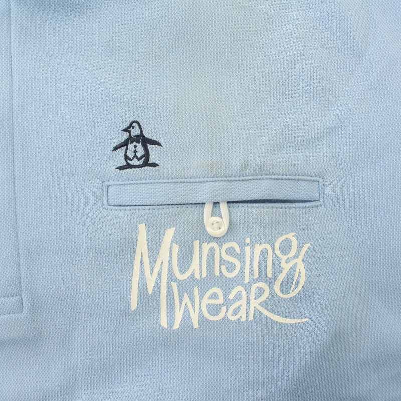未使用品 マンシングウェア MUNSINGWEAR ゴルフウェア ポロシャツ 長袖 ロゴ 刺繍 LL 水色 ライトブルー /IR ■GY31 メンズ_画像9