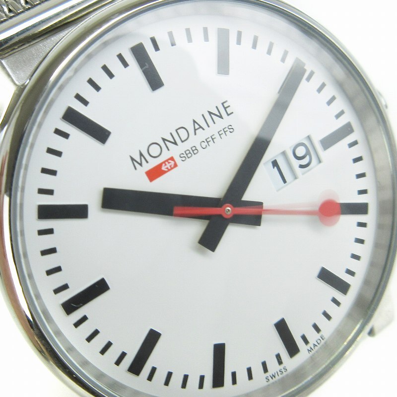 モンディーン MONDAINE エヴォ 腕時計 ビッグデイト A627 30303 11SBM 白 ホワイト ウォッチ ■SM1 メンズ_画像3