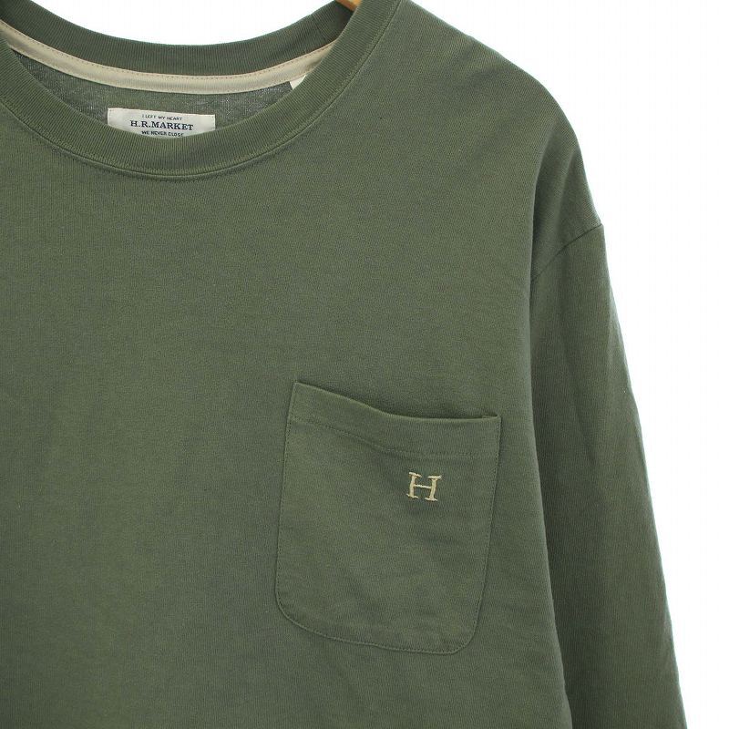ハリウッドランチマーケット HOLLYWOOD RANCH MARKET Tシャツ ロンT カットソー ロゴ 刺繍 長袖 3 L 緑 グリーン 700083-751 /TK メンズ_画像3