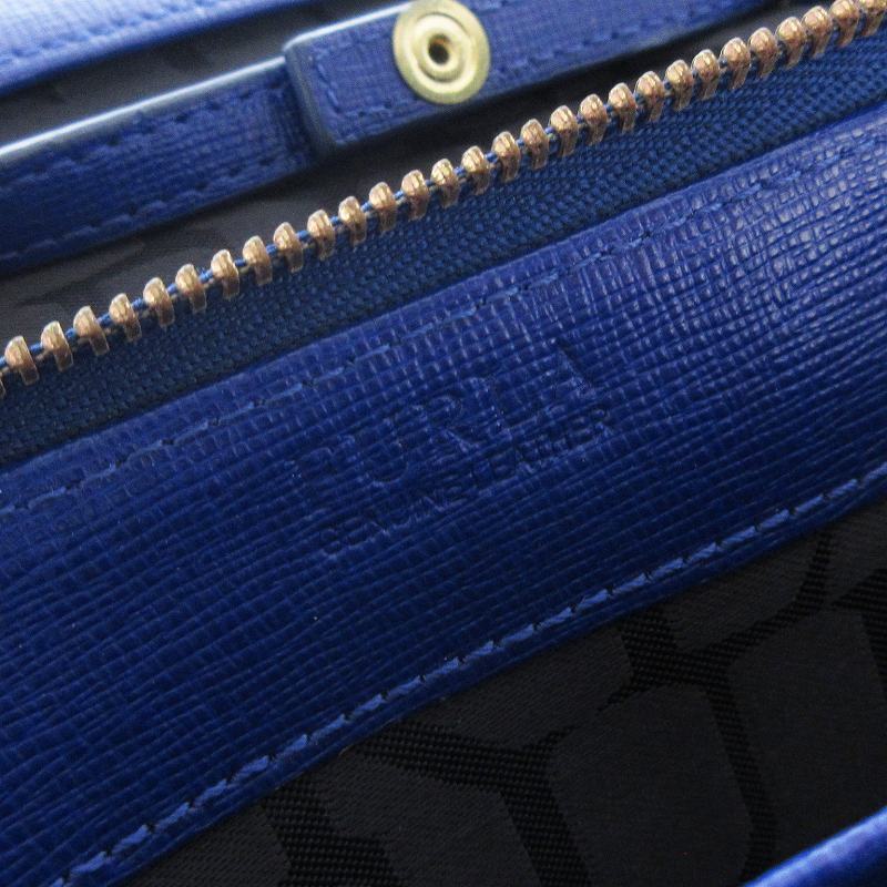 フルラ FURLA ウォレットショルダー 財布 二つ折り フラップ ミラー付き レザー 斜め掛け ロゴ プレート 青 ブルー ■SM1 レディース_画像5