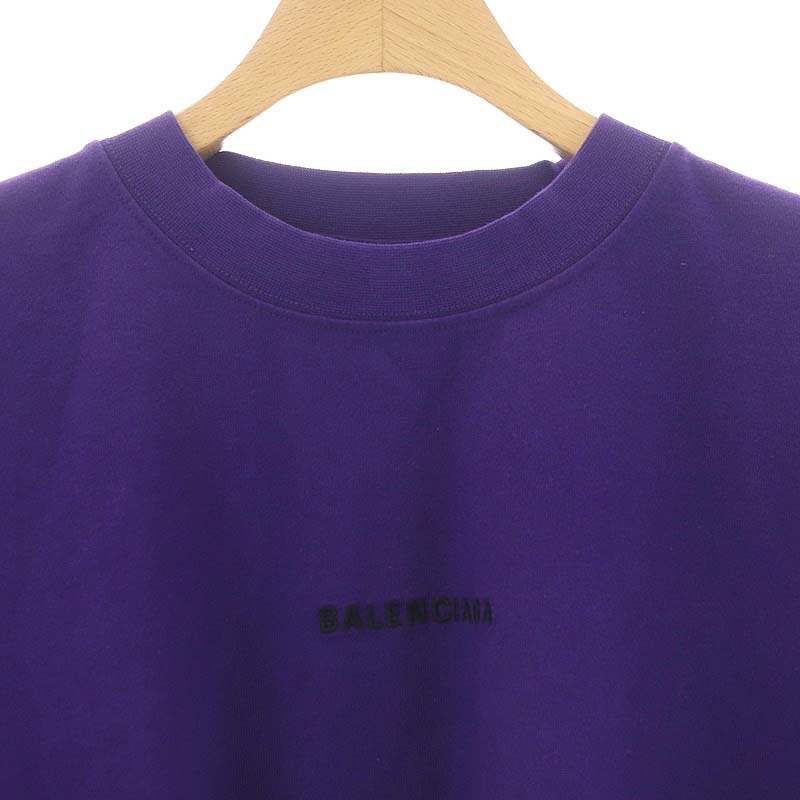 バレンシアガ BALENCIAGA ロゴ刺繍 Tシャツ カットソー 半袖 XS 紫 パープル 615965 /HS ■OS ■SH レディース_画像4