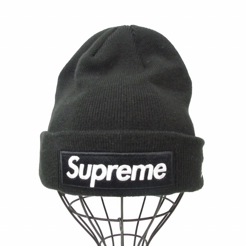 シュプリーム SUPREME ×New Era ニューエラ 美品 24SS Box Logo Beanie Black ボックスロゴ ビーニー 帽子 黒 ブラック フリーサイズ_画像1