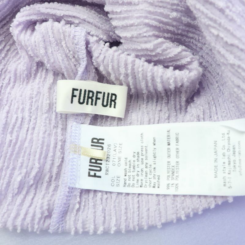 ファーファー furfur 23AW シアースリーブ カットプルオーバー カットソー シースルー 切替 半袖 F 紫 パープル RWCT232026_画像6