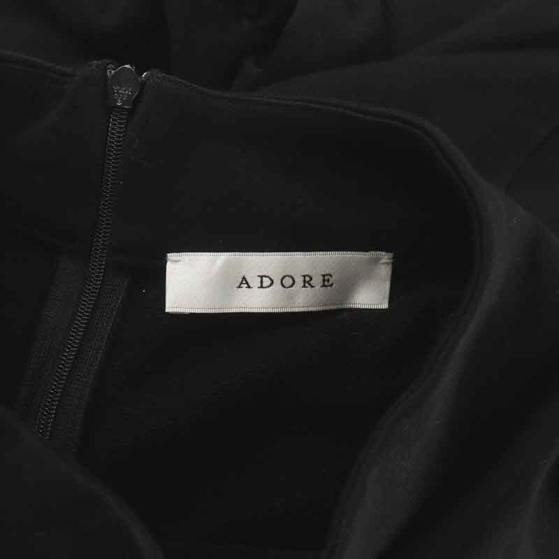 アドーア ADORE ブラッシュドスウェットワンピース ロング マキシ フレア タック 長袖 モックネック 38 M 黒 ブラック 531-0240161_画像8