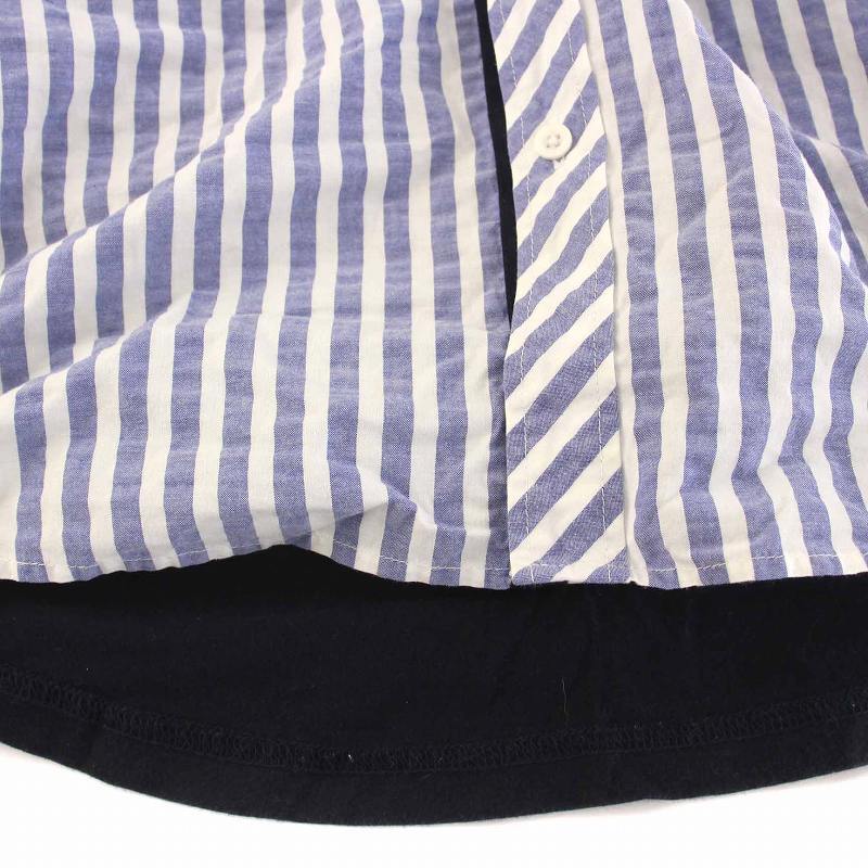 ファミリア Familiar シャツ ストライプ 半袖 160cm 青 ブルー 白 ホワイト 紺 /YM キッズ_画像4