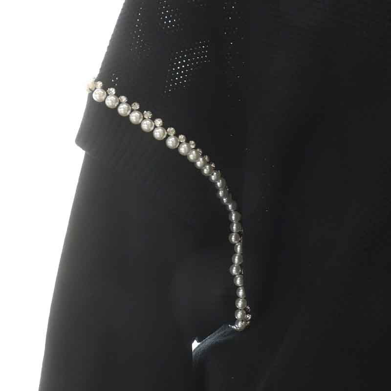 ダイアグラム グレースコンチネンタル パールレイヤードニットトップ セーター クルーネック 長袖 ビジュー 装飾 切替 36 S 黒_画像6
