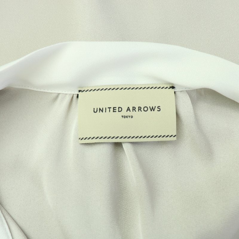 ユナイテッドアローズ UNITED ARROWS シャツ ブラウス スキッパー ボウタイリボン 長袖 38 M グレー /FQ レディース_画像7